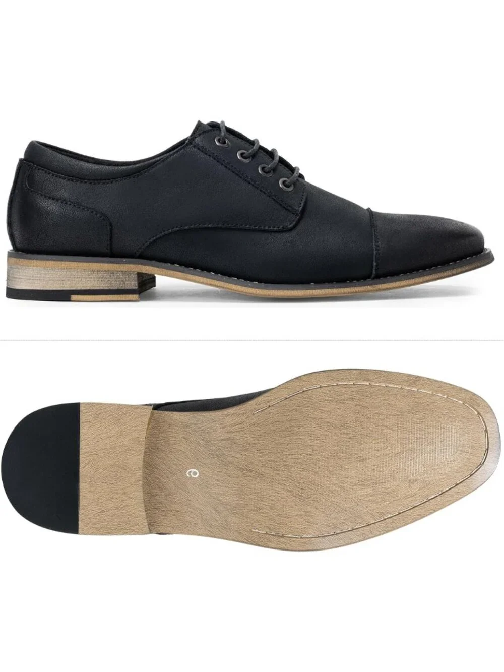Men's Black Leather Classic Plain Toe Lace Up Business Oxford Dress Causal Shoes